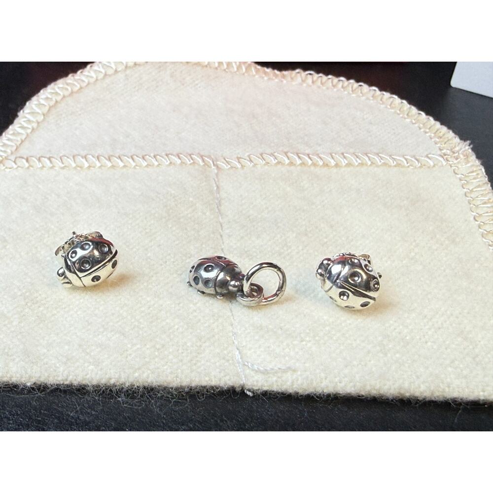 James Avery Sterling/925 Ladybug Charm With Matching Earrings/Studs - Picture 2 of 8